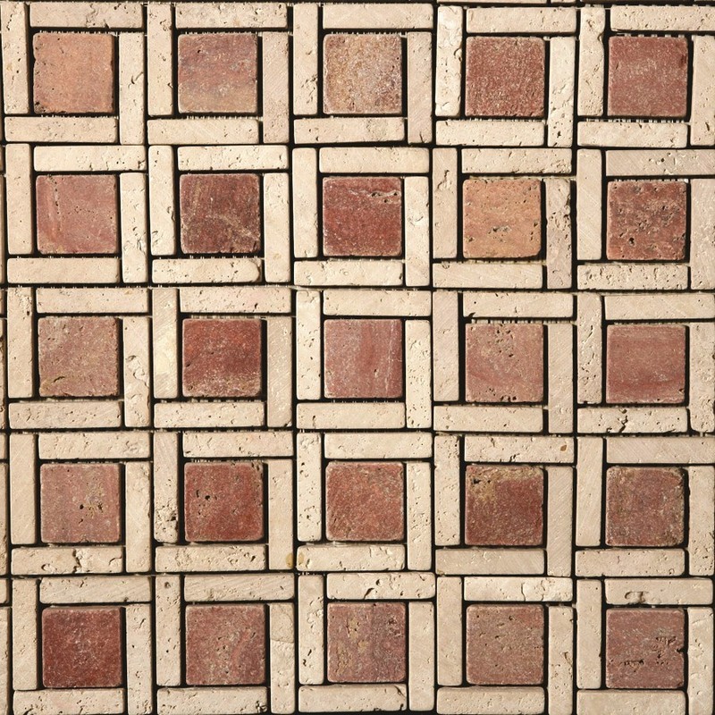 Beige Red Travertine Target Pattern