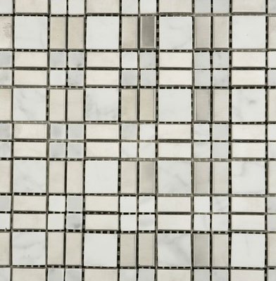 White Marble Steel Mexican Mosaic Design