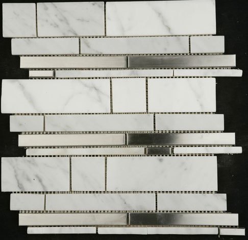 White marble and Steel - Uneven Brick Pattern